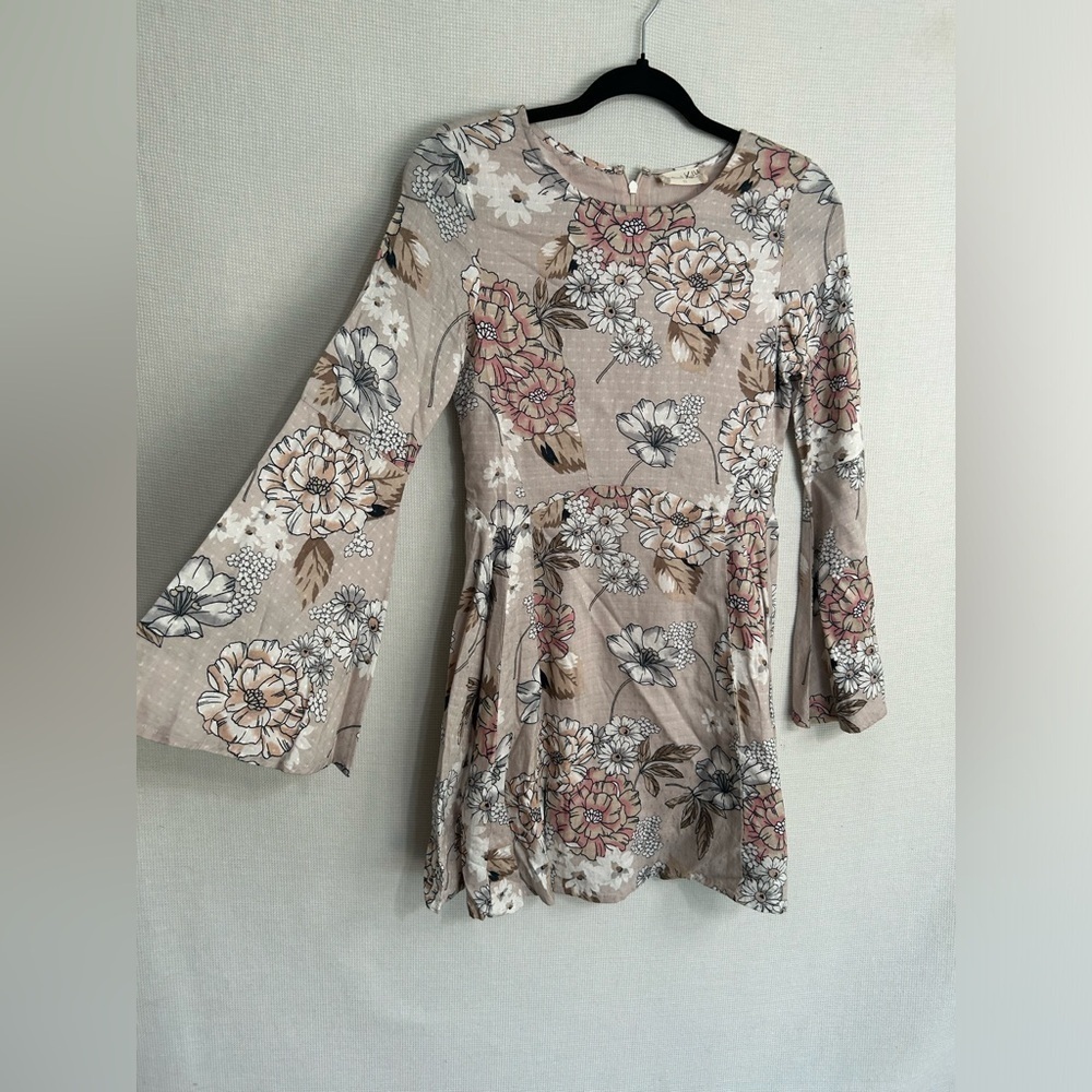 Altar’d State Floral Bell Sleeve Fit & Flare Mini Dress XS